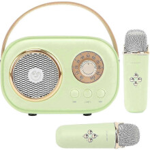 Mini Karaoke Machine With 2 Wireless Mics, Portable Bluetooth Speaker Toys, Small Karaoke Machine With Stereo Sound Enhanced Bass