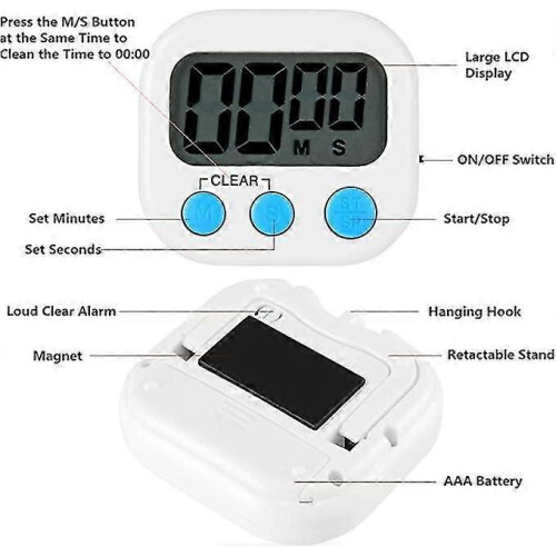 Digital Kitchen Timer Kitchen Timer with Digital Clock Function, Quick Setting, Custom Mode, Strong 2