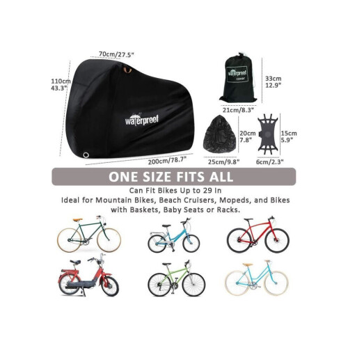 Extra-strong bicycle cover – 210T – Waterproof – UV protection – Black 1