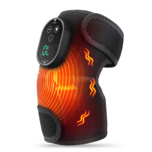 Heated Knee Massager Brace, 3-in-1 Rechargeable Vibration Warmer for Knee Elbow Shoulder, Black