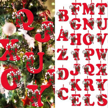 Ciondolo a forma di lettera per albero di Natale, 26 lettere decorative da appendere, ornamenti natalizi con lettere dalla A alla