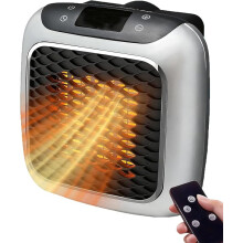 800W mini bærbar varmeovn med plugg, 2 moduser PTC keramisk, 1–12 timer, overopphetingsbeskyttelse, fjernkontroll, stillegående fo