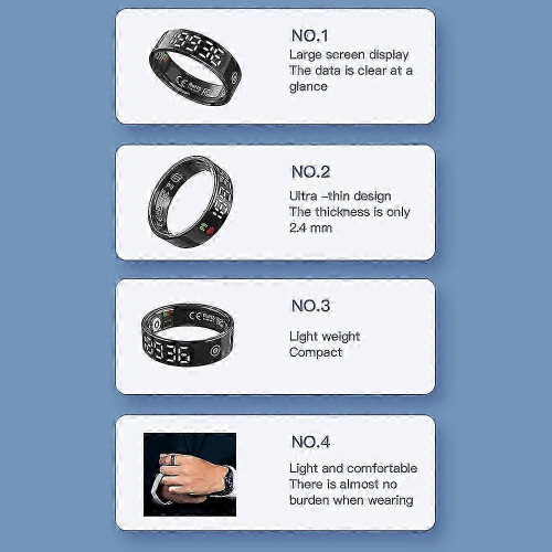 TK9 Smart Ring Digital Display Puls Blodtrykk Søvnmåler Vanntett Bevegelseskontroll 1