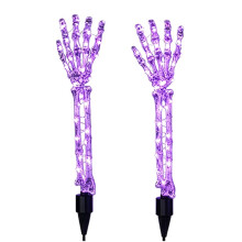 2 Stück Halloween-Solarleuchten Skelette, Erdspießleuchten, Lila LED-Skelette, Rasenlampe, Gartendekoration