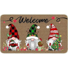 Christmas Doormat, 40 x 60 cm Gnome Doormat, Christmas Floor Mat, Christmas Entrance Mat, Non-Slip Bath Mat, Christmas Patterned Door Mat fo