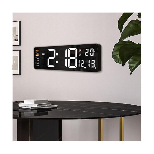 16inch Led Digital Wall Clock- Alarm Clock/temp/date/week/timer Remote Adjustable /gym/office-bule 1