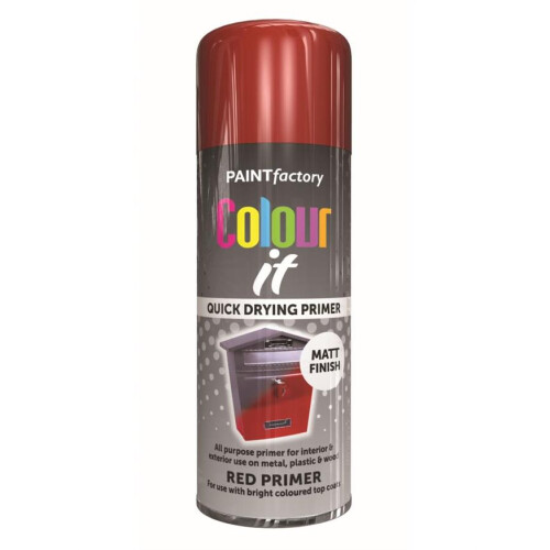 Rapide RAPIDE Colour It Primer Spray Paint Quick Drying Wood Plastic Primer Red 400ml