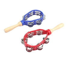 Confezione da 6 Tamburelli con Doppia di Sonagli In Metallo, Strumento A Percussione Portatile con Impugnatura.