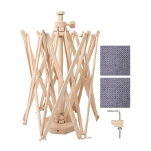Enrollador de Madejas de Madera Estilo Paraguas, Soporte de Hilo Ajustable y Plegable para Tejer y Hacer Ganchillo.