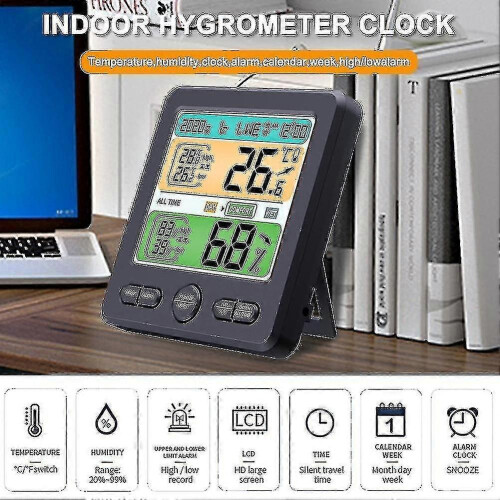 Väderstation Trådlös Inomhus Utomhus Sensor Termometer Hygrometer Digital Väckarklocka Barometer 1