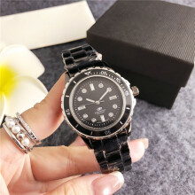 (black) Ladies Silver Quartz Watch, Stainless Steel Band, Pink Dial Crystal Markers Pink-Orange Rotating Bezel Waterproof Wristwatch