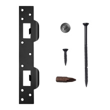Piastra di Riscontro per Porta con Doppio Foro, Viti Torx Rinforzate e Punta In Acciaio Temprato Resistente, Colore Nero.