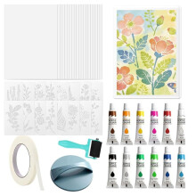 Kit Completo de Impresión en Gel (Incluye Placa de Gel, Pinturas y Plantillas) - Ideal para la Creación de Grabados Artísticos Caseros