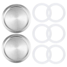 8 Piezas de Repuesto de Filtro para Cafetera Moka con Junta para Bialetti de 6 Tazas para Dama Moka Express Fiammetta Break Happy de 6 Tazas