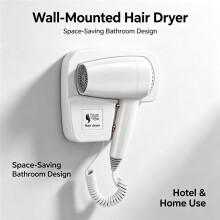 Secador de Pelo Profesional de Pared de 1600 W, Alta Potencia, Viento Fuerte, para Baño de Hotel, Aire Caliente y Frío, Secador de Pelo de Pared UE