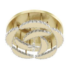 50cm Crystal Chandeliers, Gold Ceiling Light, Modern Flush Mount Chandelier, 3 Light Colors 3000K-6000K, Crystal Ceiling Light for Dining Room Living