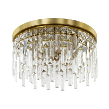 Crystal Chandeliers 40cm Gold Ceiling Light, Modern Flush Mount Chandelier, 3 Light Colors 3000K-6000K, Crystal Ceiling Light for Dining Room Living R