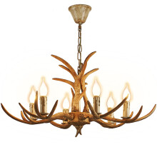 MINUS ONE Antler Chandelier, Faux Antler Ceiling Light Vintage Style Chandelier, with 6 Spiral Lamp Holder of E14, Rustic Hanging Lights for Dining Ro