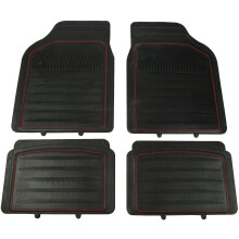 Automatten Set Gummi 4-teilig Schwarz/Rot