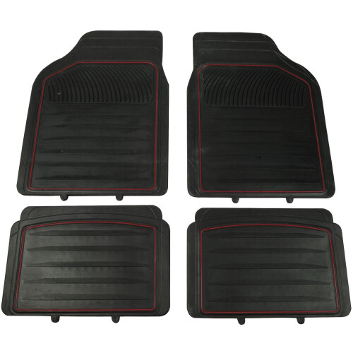 Automatten Set Gummi 4-teilig Schwarz/Rot