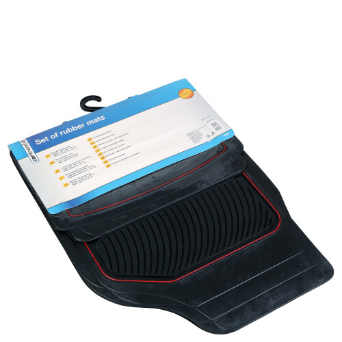 Automatten Set Gummi 4-teilig Schwarz/Rot 2
