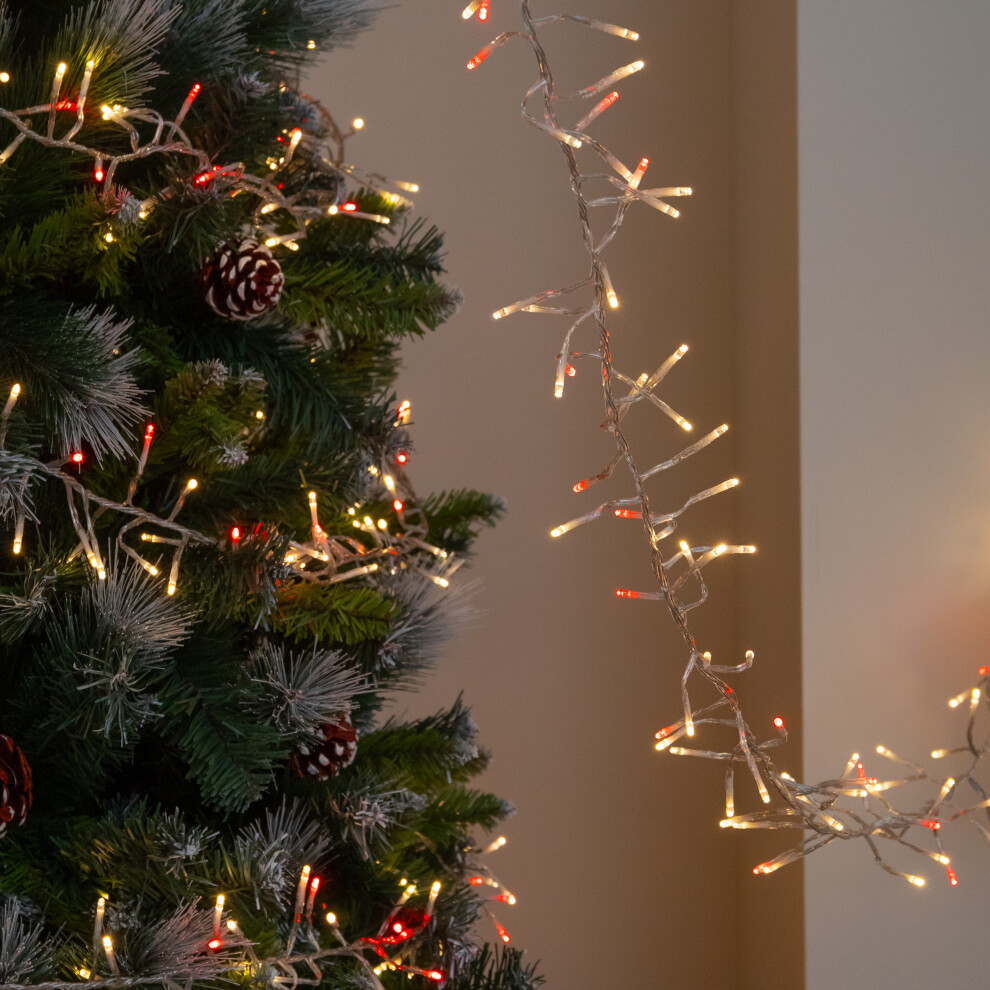 Rackhams Red/White 9.3M 720 Led Clusterbrights Christmas String Lights In & Warm On Clear Cable - Image 3