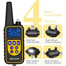Meloive Rechargeable Dog Training Collar, 800 m Range, with Vibration, Sound, Static Shock and Light Mode, IPX67 Water Resistant, Pet Supplies