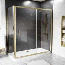 Shower 1700 x 1850mm Slider Door With 700 x 1850mm Side Panel - Brushed Brass