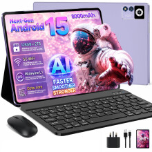 Tablet 10 Inch Android 15, 30GB RAM+128GB ROM (TF 2TB), 5G WiFi Tablets,Gemini AI/Widevine L1/8000 mAh/Octa-Core 2.0 GHz/Bluetooth 5.0/GPS/Face