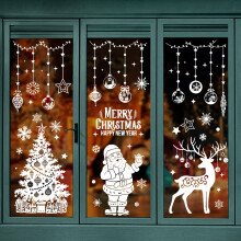 104 Pcs Large Christmas Window Stickers, White Xmas Window Stickers Clings Reusable