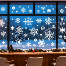 Christmas Snowflake Window Stickers Large, 160 Pcs White Xmas Window Clings Reusable
