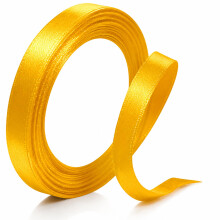 10mm Golden Yellow Satin Ribbon, Thick Fabric Ribbons for Gift Wrapping & Crafting, Ribbon for Balloons, Cake, Bouquet, Wedding, Party