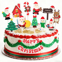 Christmas Cake Toppers, Christmas Cupcake Decorations Toppers, 12 Piece Toppers Santa