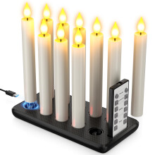 Yme 10 Pack LED Rechargeable Taper Candles with Remote & Charging Station