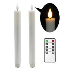 Yme LED Candles with Remote Control and Timer, 2pcs Battery Flameless Tapered Candles with Real Wax Warm White Flickering Light for Autumn Halloween
