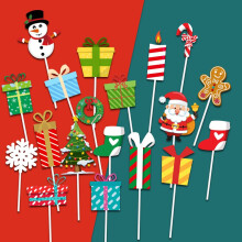 15 Pcs Christmas Cupcake Toppers, Merry xmas Cake Decorations, Santa Claus Christmas Cupcake Decorations Picks for Party Supplies