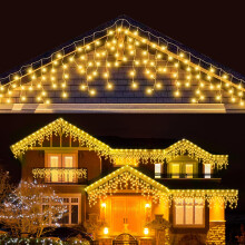 LEDYA Icicle Outdoor Christmas Lights, 24.6ft/7.5m 240 LED Warm White Fairy Lights