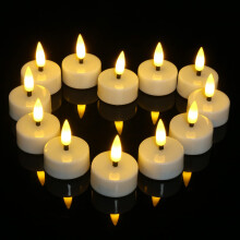 Ymenow Tea Lights Candles with Timer, 12pcs Electric Battery Operated LED Realistic Flameless Flickering Fake Tealights Candles Long Burning for