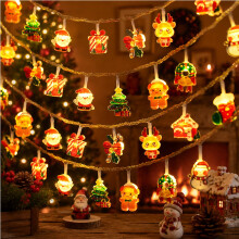 Christmas LED String Lights 3M 20 Lights, Mixed Xmas Fairy Lights with Santa, Reindeer, Christmas Tree