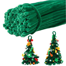 100 Pieces Green Pipe Cleaners Chenille Stem, for Christmas Tree DIY Arts Crafts Decorations, Chenille Stems Pipe Cleaners (Dark Green)