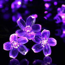 KINGCOO Solar Flower String Lights Outdoor, Waterproof 21FT 50LED Peach Cherry Blossom Solar Fairy String Lights 8modes for Gardens Indoor Home