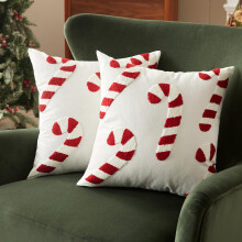 Sonvie Christmas Cushion Covers Set Of 2, Large Candy Cane Decor 45x45cm