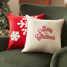 Sonvie Christmas Cushion Covers Set Of 2, Merry Christmas & Snowflake