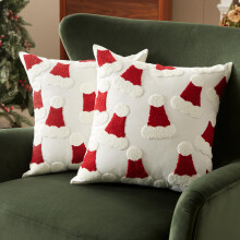 Sonvie Christmas Cushion Covers Set Of 2 with Santa Hats Decor 45x45cm