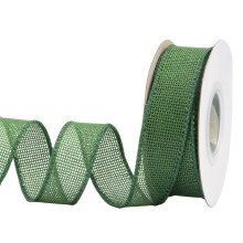 Burlap Wired Edge Ribbon 25mm x 9 Meters, Forest Green, Ideal for Crafting, Gift Wrapping, Wreath, Christmas Tree, and Rustic Wedding Decorations