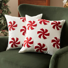 Sonvie Christmas Cushion Covers Set Of 2, Peppermint Decor 45x45cm