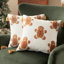 Sonvie Christmas Cushion Covers Set Of 2 with Gingerbread Decor 45x45cm