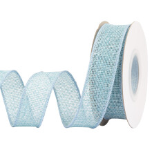Burlap Wired Edge Ribbon 25mm x 9 Meters, Island Blue, Ideal for Crafting, Gift Wrapping, Wreath, Christmas Tree, and Rustic Wedding Decorations