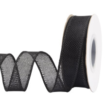 Burlap Wired Edge Ribbon 25mm x 9 Meters, Black, Ideal for Crafting, Gift Wrapping, Wreath, Christmas Tree, and Rustic Wedding Decorations