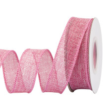 Burlap Wired Edge Ribbon 25mm x 9 Meters, Coreopsis, Ideal for Crafting, Gift Wrapping, Wreath, Christmas Tree, and Rustic Wedding Decorations